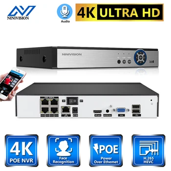 4CH 8MP POE NVR Face Recognition H. 265+ 4K NVR Network Video Recorder 2 HDD24/7 Nahrávání IP Kamery P2P Systému