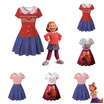 2022 Nové Disney Otáčení Červený Kostým Princezna Šaty Oblek Kouzlo Dívka Cosplay Krásu Karneval, Narozeninovou Párty, Župan Dětské Oblečení