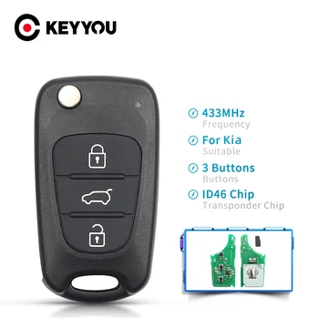 KEYYOU 3 Tlačítka 433Mhz ID46 Čip Pro KIA K2 K5 Rio Sportage Forte Sorento Klíč Flip Skládací Auto Smart Key Fob Dálkové Ovládání