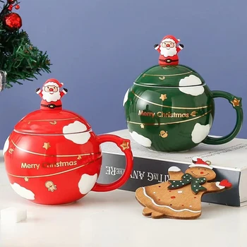 450ml Roztomilý Vánoční Hrnek na Kávu Se Lžičkou, Keramická Astronaut Tvar Mléka, Šálek Kávy Festival Dárek Santa Claus Šálek Čaje Hrnek Nordic