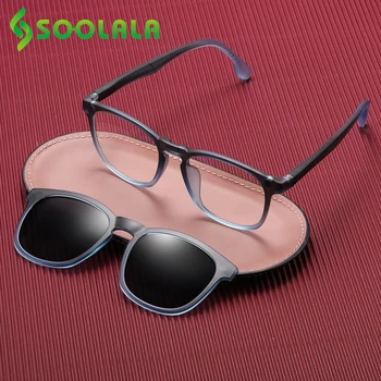 SOOLALA TR90 Čočky Polarizační Klip Na Magnet, sluneční Brýle, Brýle na Čtení Muži Ženy Anti Blue Light Presbyopickém Brýle Brýle