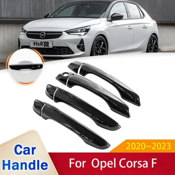 Vhodné pro Opel Corsa, F 2020 2021 2022 2023 Vauxhall Corsa Lesk Černé Vnější kliky Dveří Kryt Styling Nálepka Obložení Auto Příslušenství