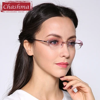 Chashma Značky Titan Rám Lady Brýle Vrtaných Brýlových Obrub Ženy Barevné Čočky Brýle Drahokamu