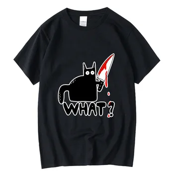 XINYI Pánské T-shirt 100% bavlna, vtipný nůž kočka Tisk letní volné pohodě o-neck t shirt pro muže, krátký rukáv t-košile mužské tričko top