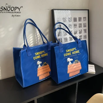 Roztomilé Snoopy Karikatura Plátno Receptor Oběd Bag Jedno Rameno Messenger Bag Tote Bag Ženy Velká Kapacita Sáčku