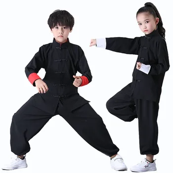 Děti Kung Fu Uniforma Tradiční Čínské Oblečení Pro Kluky, Holky Wushu Kostým Top Kalhoty Oblek Set Tai Chi Lidových jevištní Oblečení