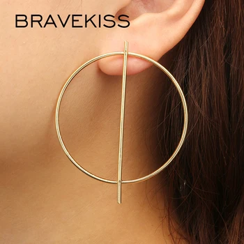 BRAVEKISS Jednoduchý Dutý Kruh Geometrické Náušnice pro Ženy Módní Zlaté Stříbrné Barvě Slitiny Náušnice Módní Šperky BPE1442