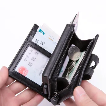 Hliníkové Rfid Držitelem Kreditní Karty, Peněženky Ženy Muži ID Hotovosti Držitel Zip Mince Peněženky Klíčové Peněženka Kožená RFID Mini Peněženka