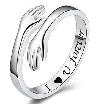 Módní Nastavitelný Objetí Prsten Vždy Tě Miluju Navždy Otevřené Kroužky pro Ženy, Dceru Ruky Prsten Šperky Dárek pro Dívky
