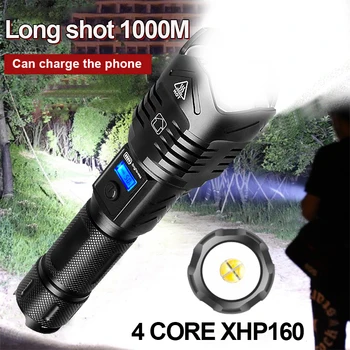 Hedeli XHP160 Výkonné LED Svítilna Pochodeň Usb Dobíjecí Baterky Vysoký Výkon Zoomovatelný Rybaření Lanterna Lov Flash Světlo