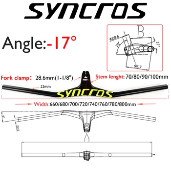 Syncros Mtb Řídítka A Kmenových 28.6 mm -17 Stupňů Carbon Integrované Řídítek Pro Horská Kola 740*70/80/90/100mm Díly jízdních Kol