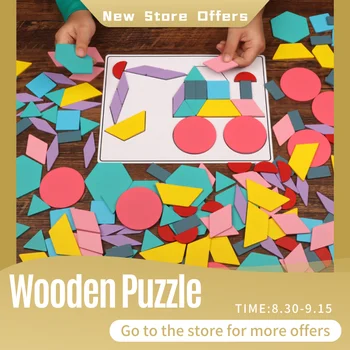 180pcs Geometrický Tvar Puzzle, Dřevěné Hračky, Early Learning Vzdělávací Hračky pro Děti Juegos De Mesa Puzzle Hračka