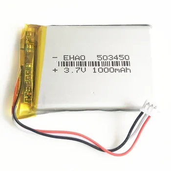 3.7 V 1000mAh 503450 + JST 1,25 mm 3pin Plug Lithium Polymer LiPo Dobíjecí Baterie Pro MP3, DVD PAD Kamera Rekordér Reproduktor