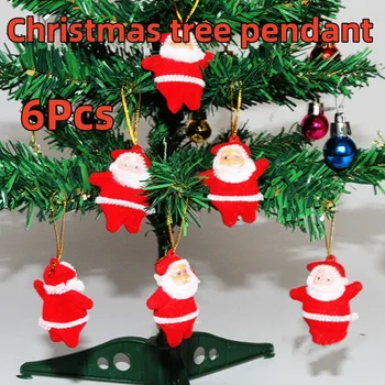6ks Dekorativní Hračky Červená Barva Mini Santa Claus Panenka Vánoční Dárky Dárky Vánoční Strom Přívěsek