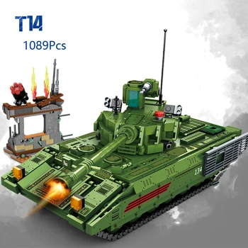 WW2 Vojenské Model T-14 Hlavní Bitevní Tank Kolekce Ornamenty Stavební Bloky, Cihly Hračky, Dárky