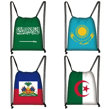 Haiti / Kazachstán / Arabština Algerie / Saúdská Arábie Vlajka, Batoh, Ženy, Muži, Skladování, Cestovní Tašky Příležitostné Šňůrky Taška Batoh