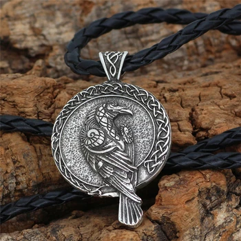 Nordic Viking Odin Vrána Retro Přívěsek Muži Ženy Módní Náhrdelník Unisex Dárky, Vintage Šperky S Koženými lano nebo Kovový Řetěz