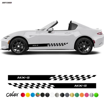 2ks Auto Boční Pruhy Sukně Nálepka Tělo Decor, Kostkovaný Grafické Vinyl Obtisky Pro Mazda MX-5 Miata RF Roadster Coupe Příslušenství