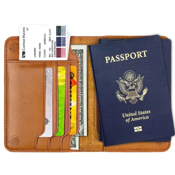 Vodotěsné Rodiny Pouzdro Z Pravé Kůže Cestovní Pas Kryt Pasu Držitele Kožená Cestovní Peněženka