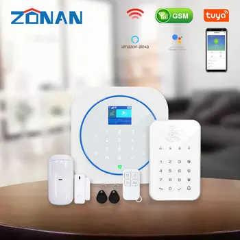 ZONAN G12 Bezpečnostní Poplašný Systém Tuya Wifi Bezdrátové Dotykové Klávesnice GSM RFID Karty, Aplikace, Ovládání Vloupání Požární Poplach Smart Home Kit