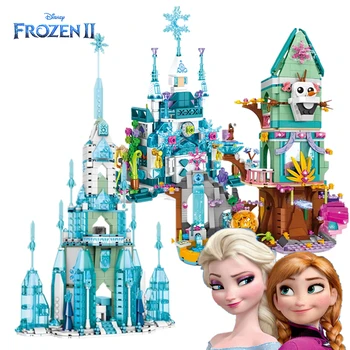 Disney Frozen Elsa Anna Olaf Ice Snow Hrad Princezna Dům StreetView Stavební Bloky, Cihly, Film, Model Kid Hračky Děti Dárek