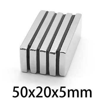 2-50 pces 50x20x5 N35 silný kvadrát magnety 50mmx20mm silný permanentní magnetické ndfeb 50*20*5 neodymový magnet 50x20x5mm