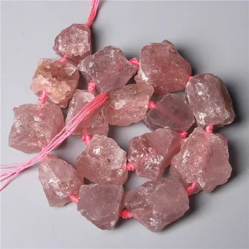 2-3cm Přírodní Skutečné Růžové Jahodový Křemen Nugget Korálky 7-8ks Neleštěná Volné Růžové Minerály Krystalu Štěrk Korálky Diy Příslušenství