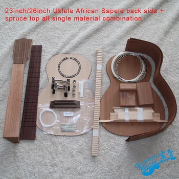23inch/26inch Ukulele Africe Sapele Všechny jednotlivé Kombinace DIY Ukulele Kit Sada Hudební Nástroj Příslušenství