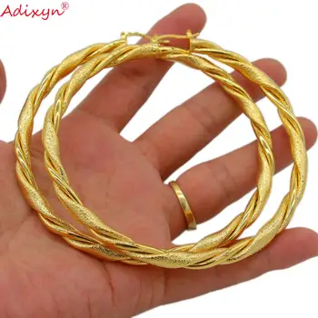 Adixyn Velký Kruh Zlata Hoop Náušnice Women18K Zlaté Barvy Drop Styl Náušnice Módní Šperky N07102