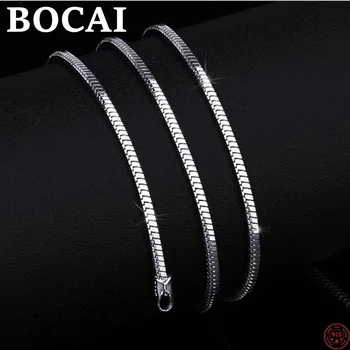 BOCAI S925 Sterling Silver Náhrdelníky 2022 Nové Módní Hadí Kost Řetěz 1,2 mm 1,5 mm 1,8 mm 2 mm Argentum Šperky pro Muže, Ženy