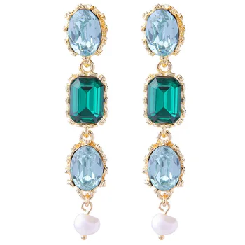 Nové Příjezdu Bohemia Vintage Dlouhé Modré Barvě Crystal Náušnice Pro Ženy Prohlášení Náušnice Velkoobchod Šperky Příslušenství