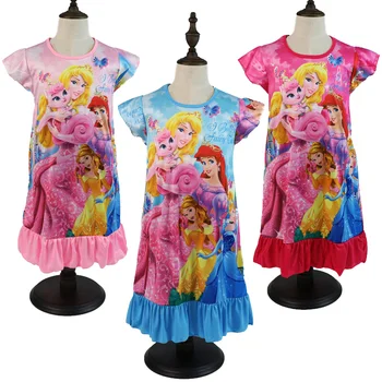 2021 Disney Princezna Šaty Dívka Letní Oblečení Děti Oblečení dětské Pyžamo Narozeniny Šaty Ležérní Kostým Ariel 3 8 Y