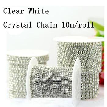 2mm/2,5 mm/2.8 mm/3mm/4mm Jasné Bílé Skleněné Kamínky Crystal Řetězce pro Needlwork Šít na Dekorace Šaty Taška Svatební Šperky