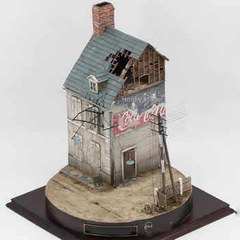 Nelakované 1/35 Stavební Model Sestavy Ruiny Dům, Ruční, Miniaturní Dřevěné Dioráma Scény pro Micro Krajinářská Architektura Model