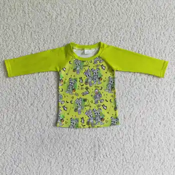 RTS Batole Chlapec Oblečení Zelené Dlouhý Rukáv Karikatura tisk Košile Dětské Boys mikiny a trička Dětské Oblečení