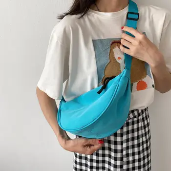 Crossbody Plátno Sling Bag Pro Ženy 2022 Korejský Styl Jednoduché Tuláci Hrudi Batoh Studenti Taška Přes Rameno S Nastavitelným Popruhem