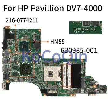 Pro HP Pavillion DV7-4000 HD6300 Notebook základní Deska 630985-001 630985-601 DA0LX6MB6H1 DA0LX6MB6I0 HM55 Laptop základní Desky DDR3
