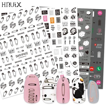 HNUIX 1 ks Alphabe hřebík nálepky 3D samolepka DIY nehtů kouzlo dopis razítko Nail Art sticker tenké lepidlo manikúra plátek
