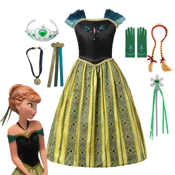 Disney Princezna Děti Frozen Anna Cosplay Kostým Dívky Narozeniny, Karneval, Party Dress up Oblečení Děti Sněhová Královna Anna Šaty