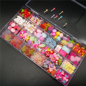 Jeden Box 3D Nail Art Kouzlo Luxusní Nehty Dekorace Kawaii Pryskyřice Želé Gumový Medvídek/ Květina/ Cukroví/ Lollipop DIY Nehtů Příslušenství