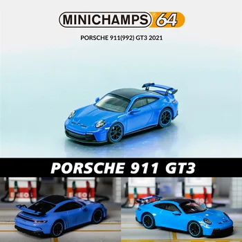 MINICHAMPS 1:64 911 992 GT3 2021 Připojené Základny Slitiny Diorama Model Vozu Sbírky Miniaturní Carros Hračky