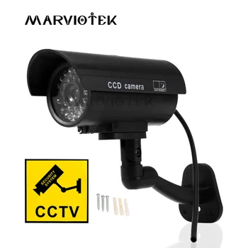 Atrapa Kamery Vodotěsné Venkovní Domácí Bezpečnostní Video Surveillance CCTV Dummy Kamery Bullet Kamera S LED Světlo Falešné Kamery