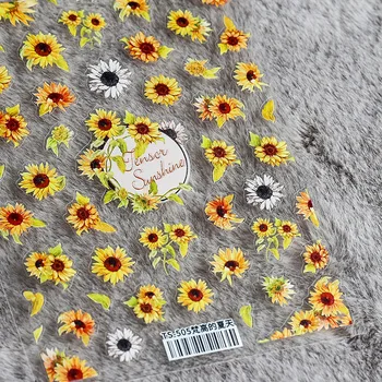 1ks Slunečnicového Nehty Samolepky Jarní Květiny Daisy 3D Hřebík Nálepky Módní Nail Art Design Dekorativní Nálepky