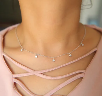 Nové příjezdu 925 Sterling Silver 35+7 cm prodloužení řetězu 3mm cz kouzlo drop elegantní řetěz cz náhrdelník pro dívky