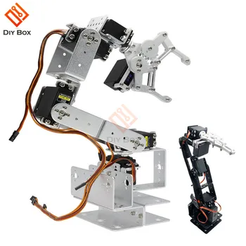 6DOF Litá Robot Arm Svorka Dráp Manipulátoru Mechanické Upínací Dráp kit, Držák Černá Stříbrná Pro Arduino Robotické Vzdělávání