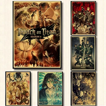 Japonské Anime Útok na Titan Sezóna 4 Shingeki Žádné Kyojin Plakát Domácí Pokoj Dveře Dekor Děti Kolekce Art Samolepky na Zeď
