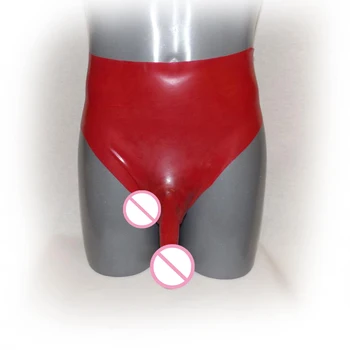 Horké !!! Sexy Červené Latexové Kalhoty s penisem pouzdro Pryžové spodního prádla s kondomem spodní prádlo Šortky