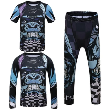 Děti MMA T-shirt+Kalhoty Kickbox Sady Rashguard jiu jitsu Košile Děti Muay Thai Šortky Boy Sport MMA Kompresní Oblečení