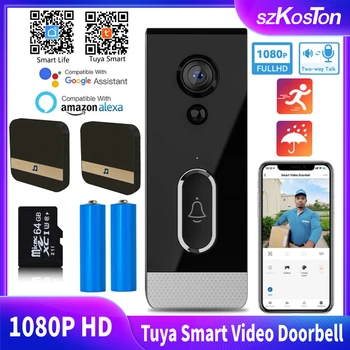 Tuya Smart Home Video Zvonek Kamera Vodotěsné Venkovní Bezdrátový Dveřní zvonek Bezpečnostní Ochrana Domu Interkom pro Alexa Google