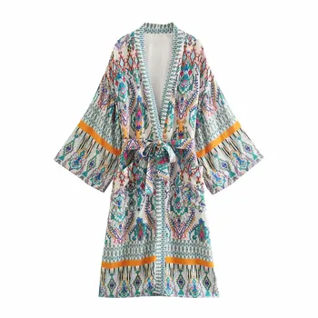Letní Dámské Polyester Kimono Župan Kabát Sexy Svetr Župan Noční košile Sukně XS-L S Páskem Casual spodní Prádlo, Domácí Dressing